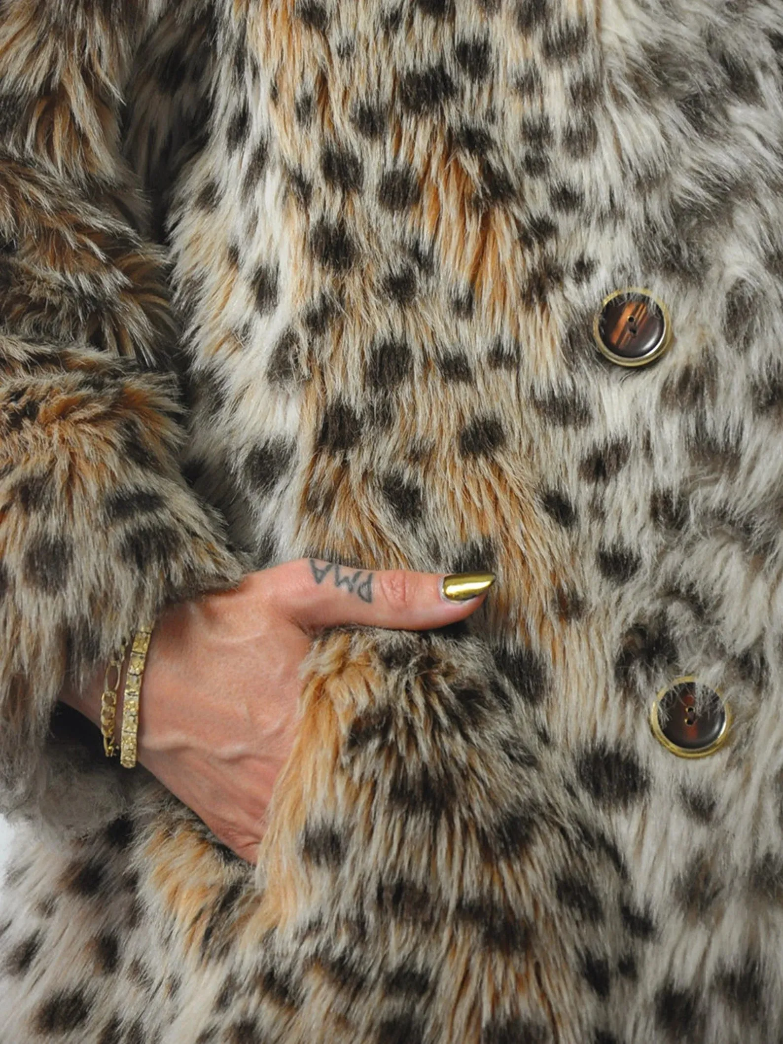 1960's Shaggy Faux Fur Leopard Coat