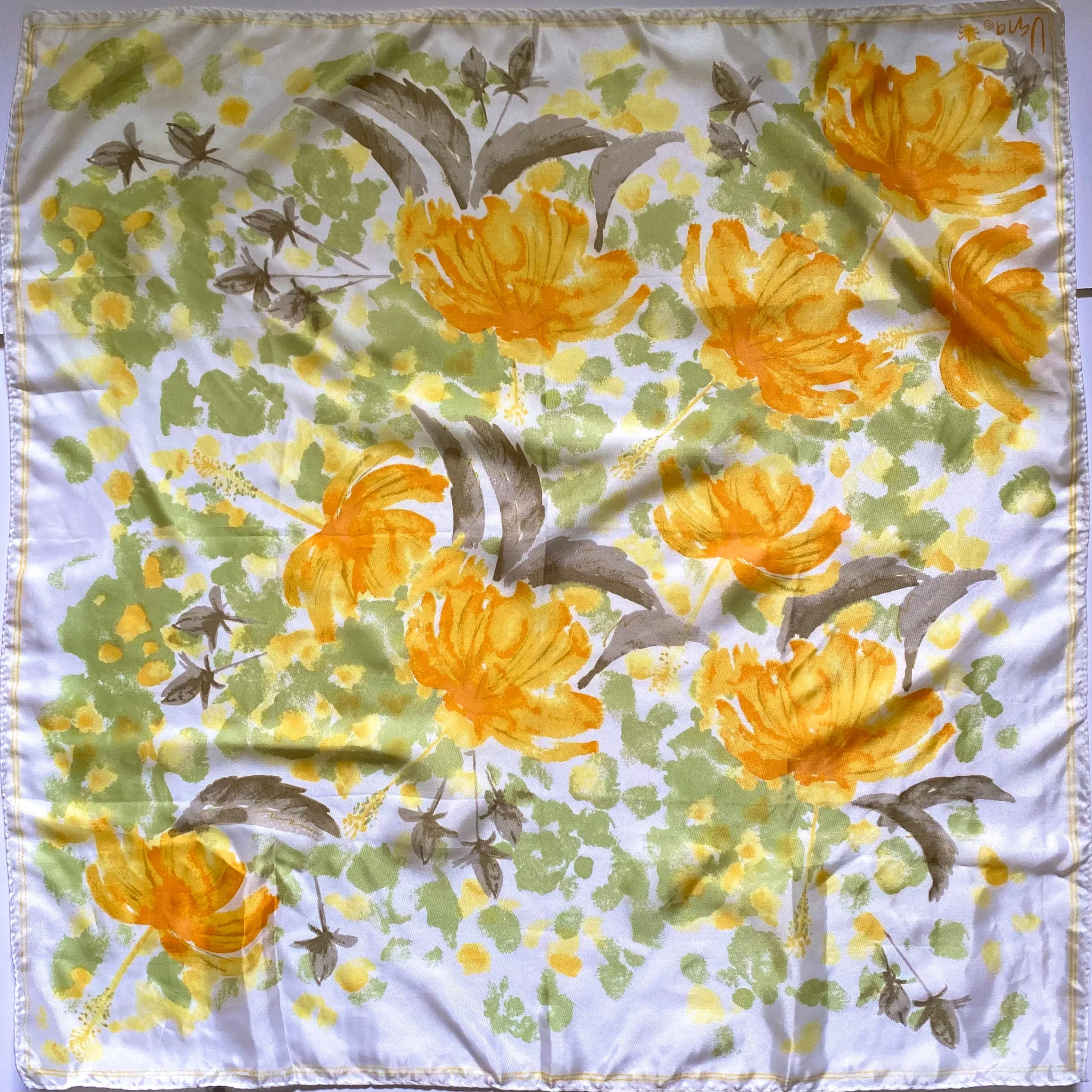 1960s Vera Ladybug Logo Floral Scarf