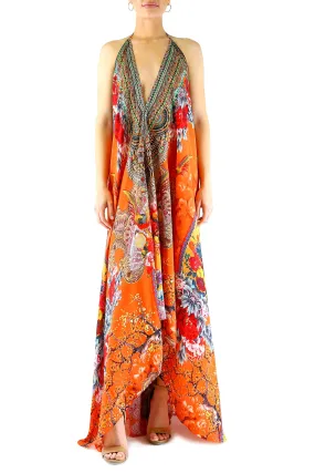 3 Way Orange Print Maxi Dress