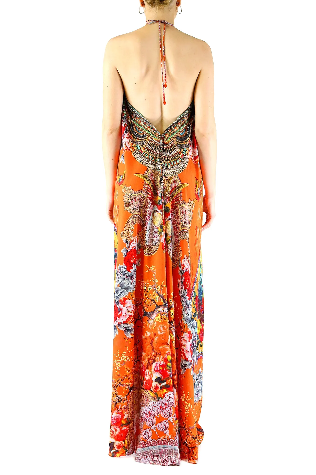 3 Way Orange Print Maxi Dress