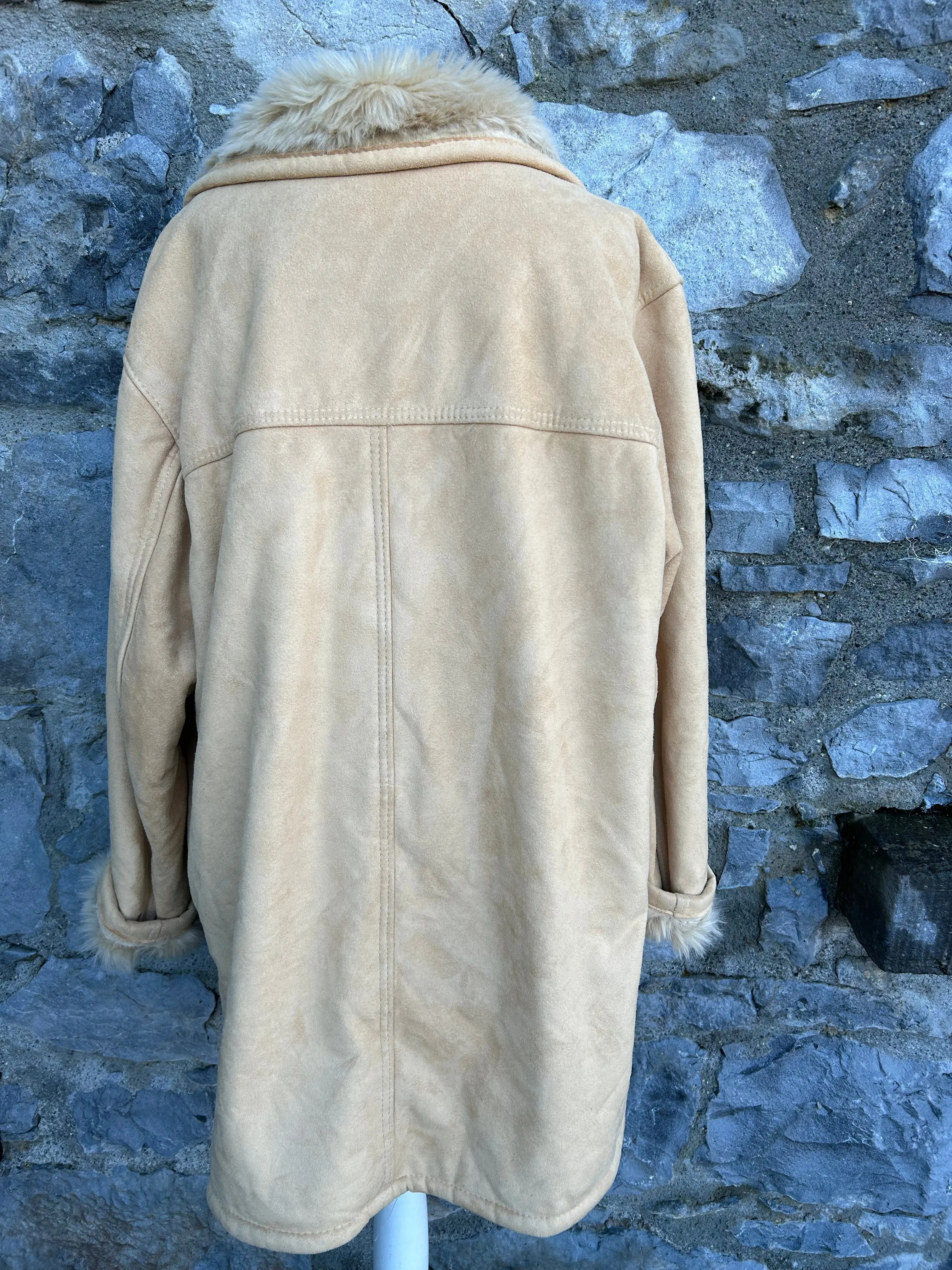 90s Beige suede coat Large