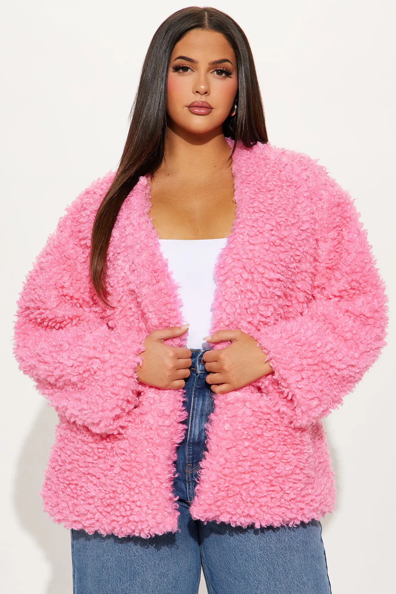 Adjust To The Fame Faux Fur Coat - Hot Pink