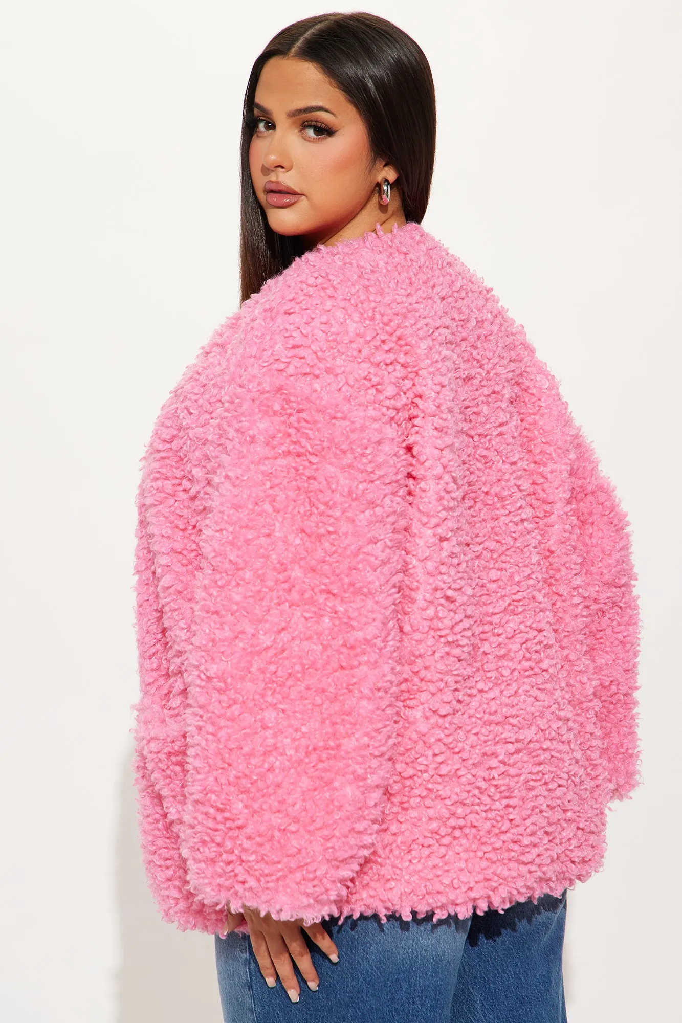 Adjust To The Fame Faux Fur Coat - Hot Pink