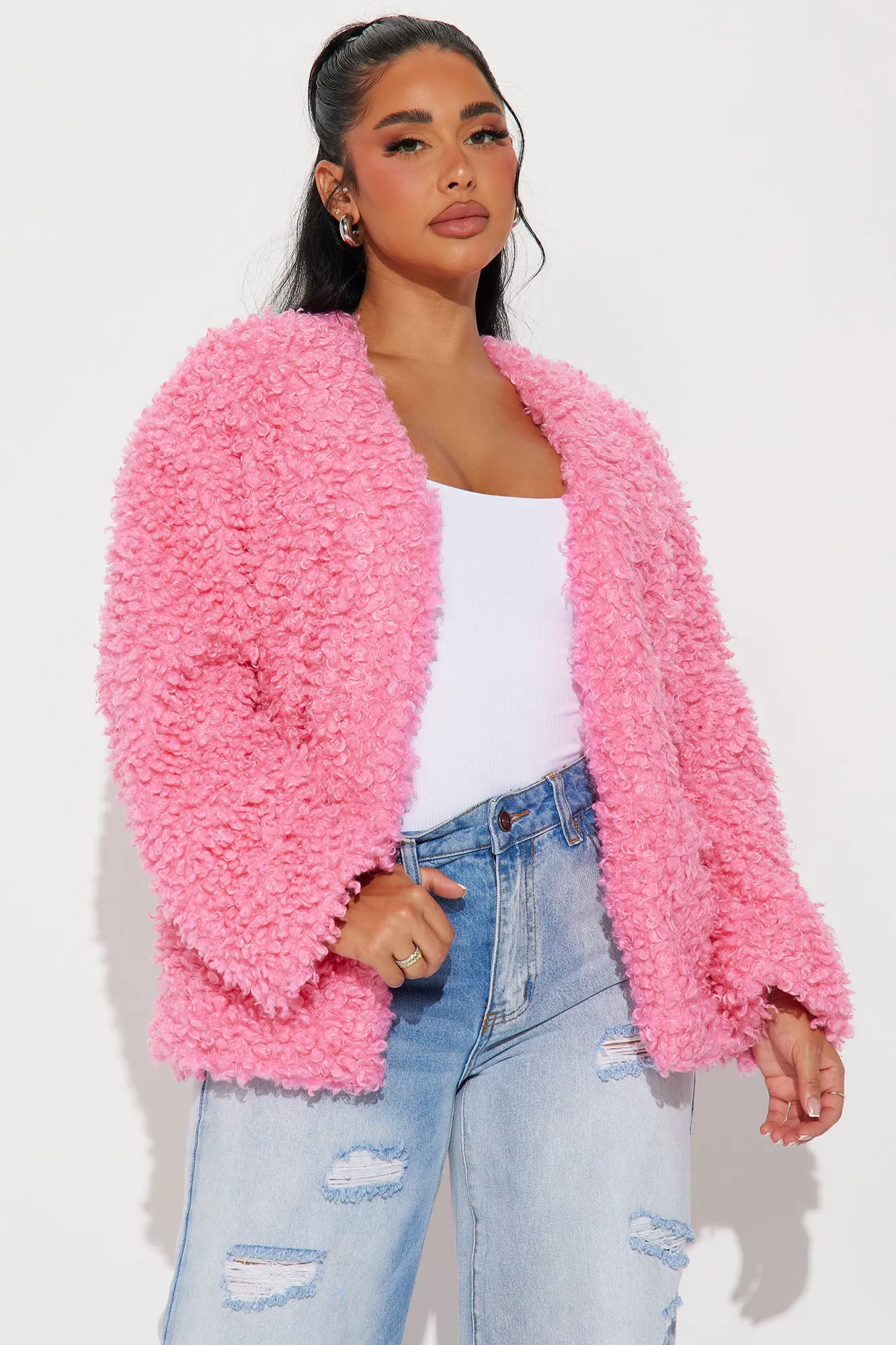 Adjust To The Fame Faux Fur Coat - Hot Pink