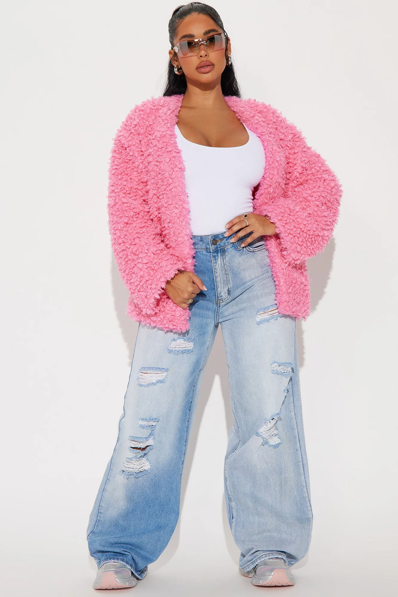 Adjust To The Fame Faux Fur Coat - Hot Pink