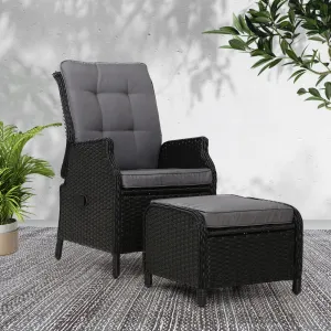 Adjustable Wicker Recliner Set, Weather-Resistant, UV-Resistant, PE Wicker - Gardeon