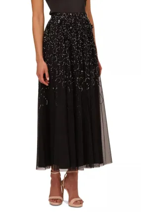 Adrianna Papell Beaded Mesh Midi Skirt