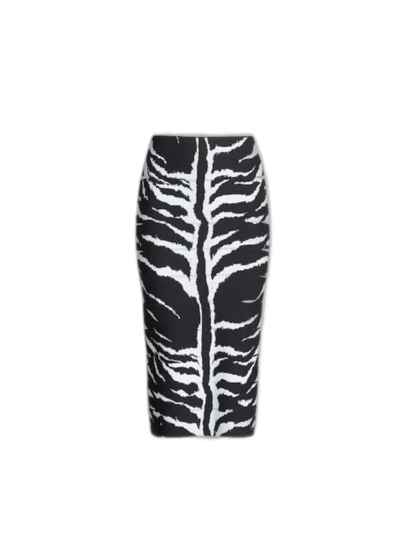 ALAIA Zebra Pencil Skirt in Black for Women | SS24