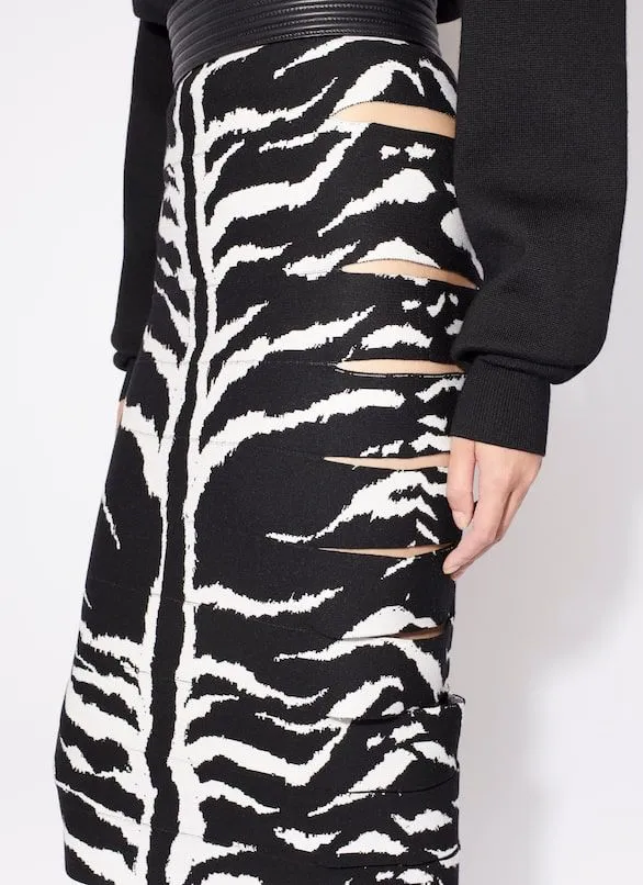 ALAIA Zebra Pencil Skirt in Black for Women | SS24