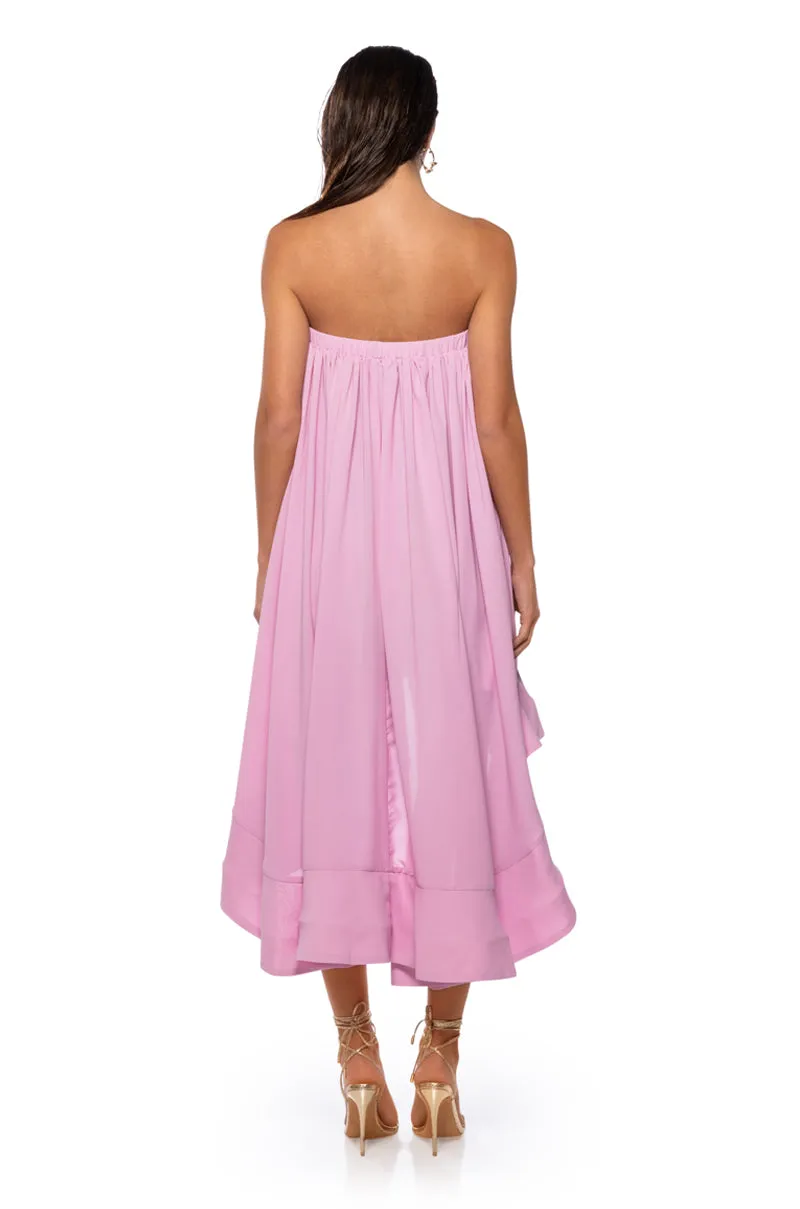 ALEX STRAPLESS HIGH LOW DRESS IN PINK