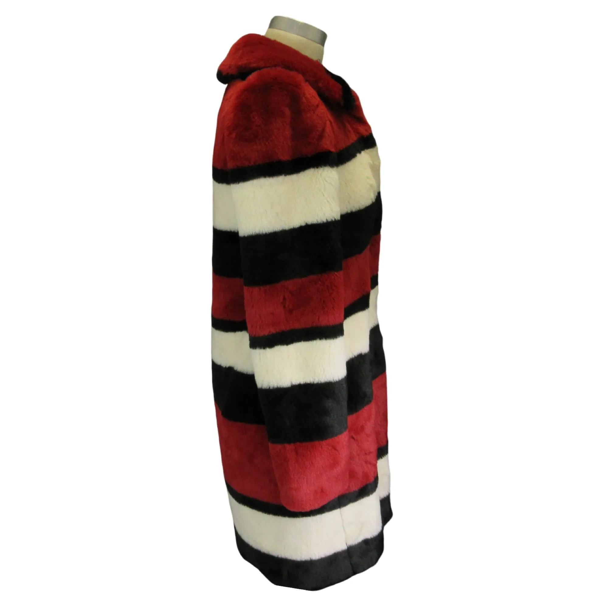 Alice   Olivia Red / White / Black Olivia Faux Fur Coat