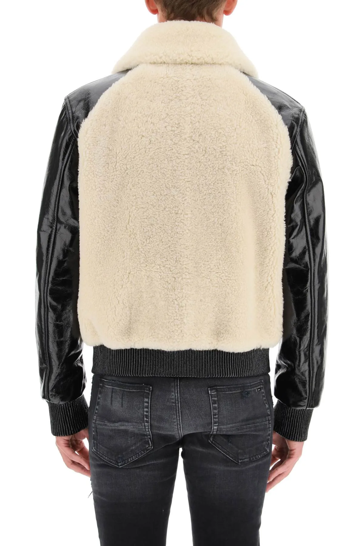 Amiri Shearling Collar Leather Jacket