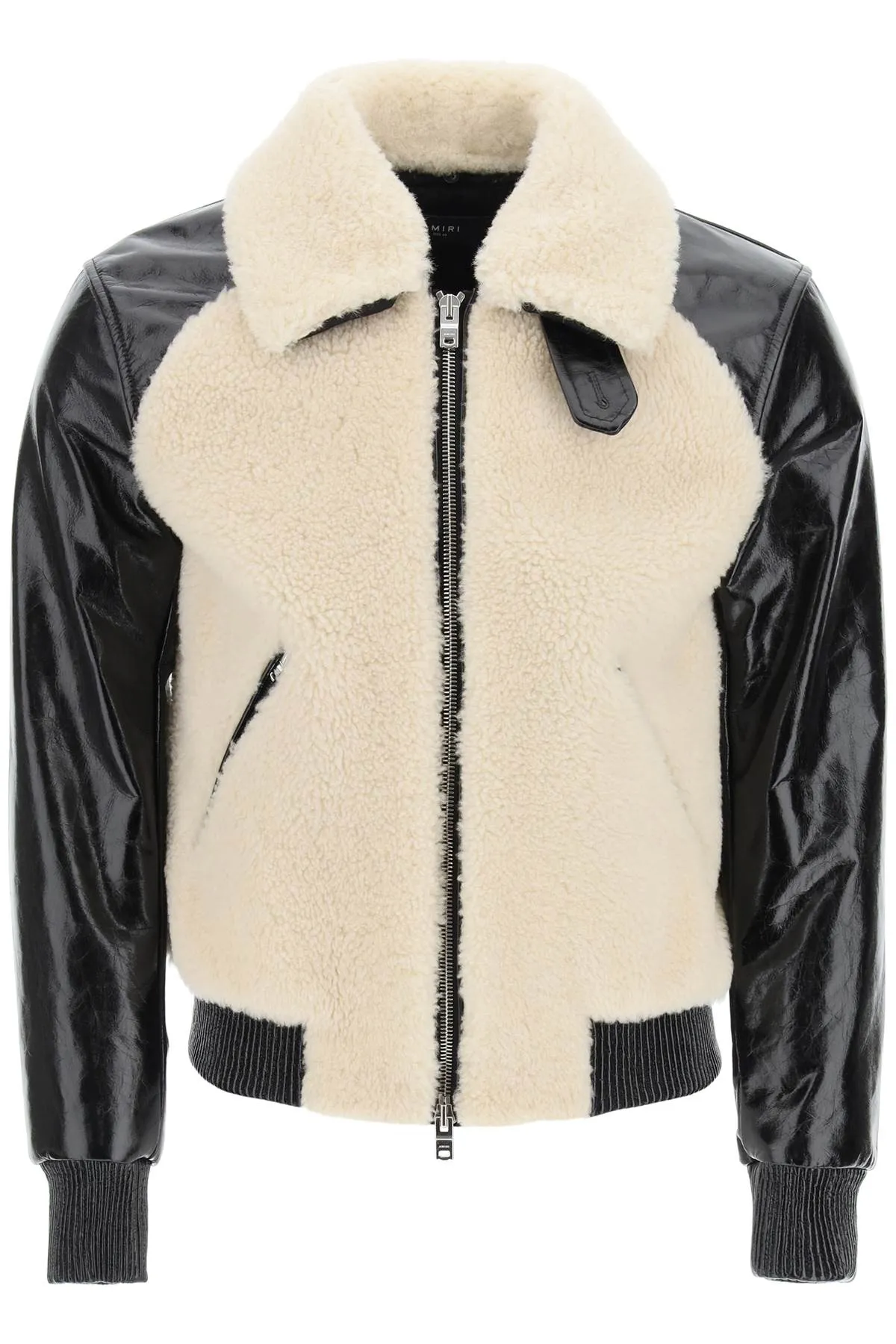 Amiri Shearling Collar Leather Jacket