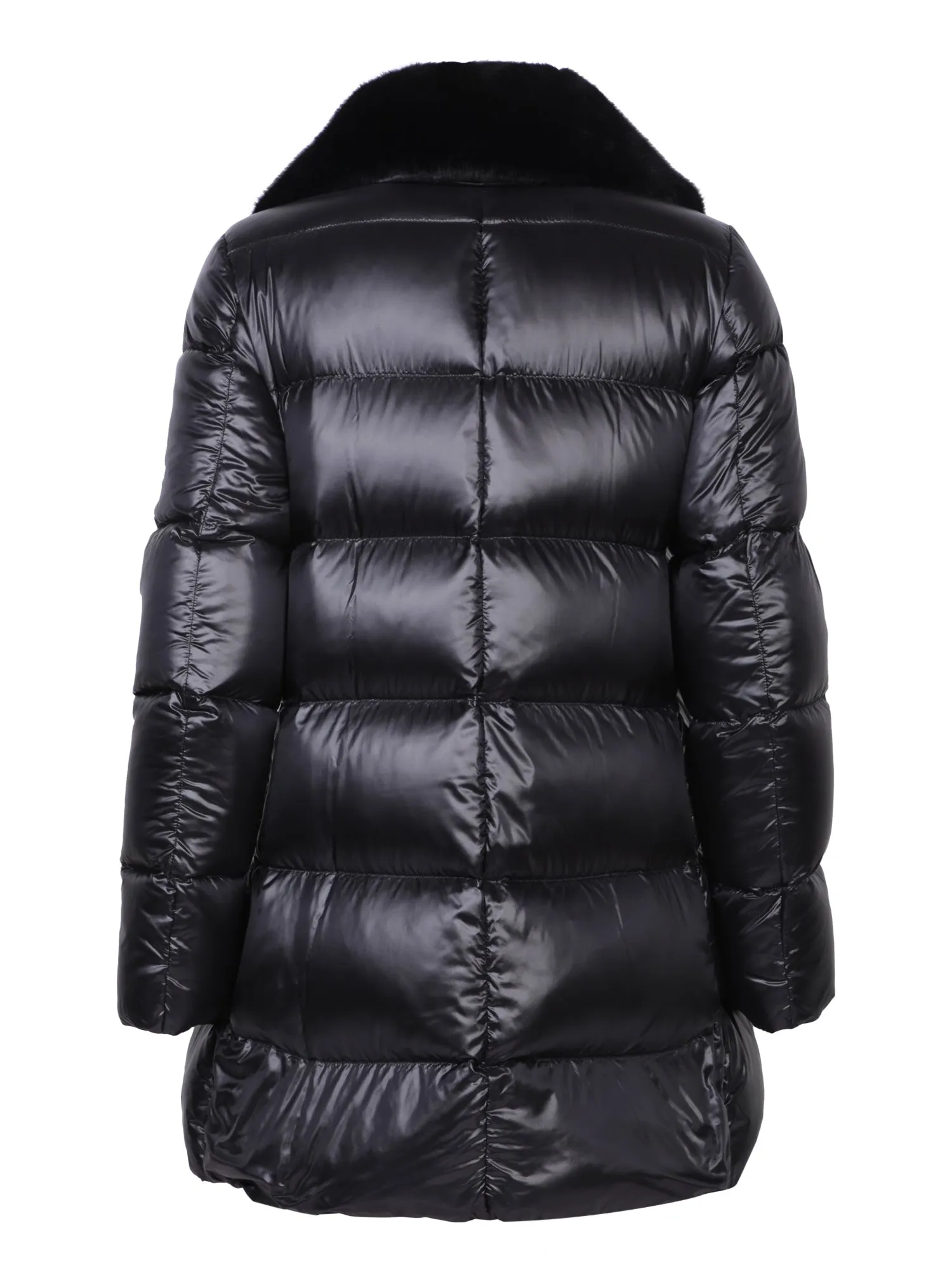 Ashape Nylon and Fur Black Coat