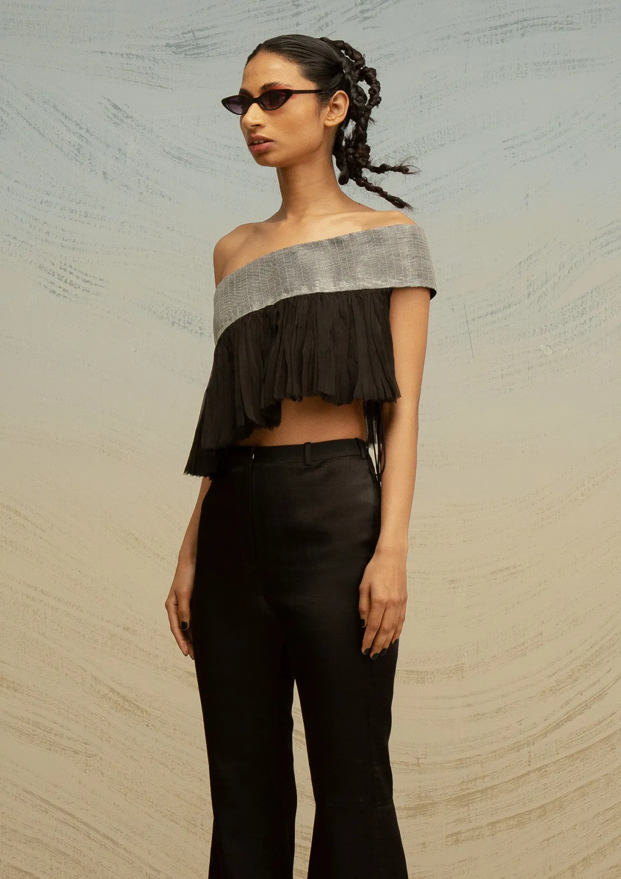 Asymmetrical Organza Crop Top