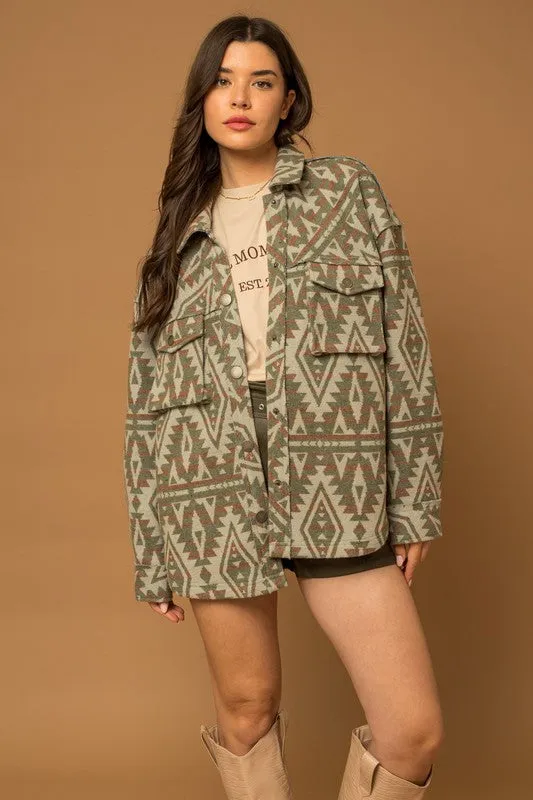 Aztec Print Shacket