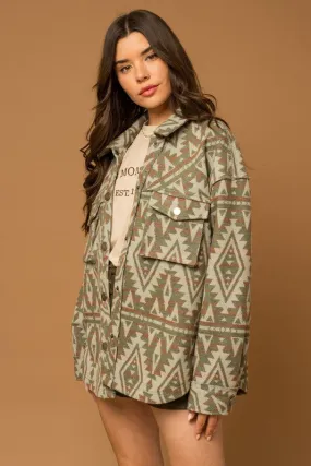 Aztec Print Shacket