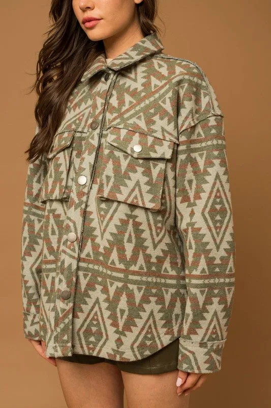 Aztec Print Shacket