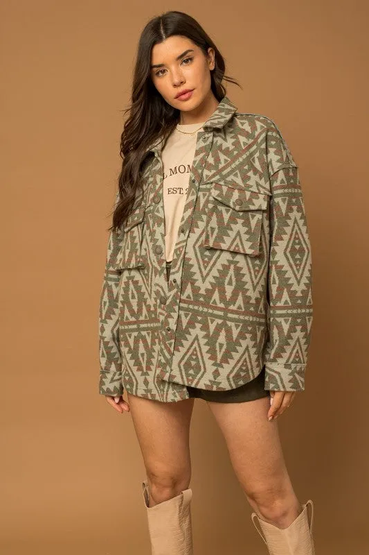 Aztec Print Shacket