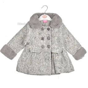 Baby Girls Fur Lined Coat - Grey - 1-3 Years (04JTC454)