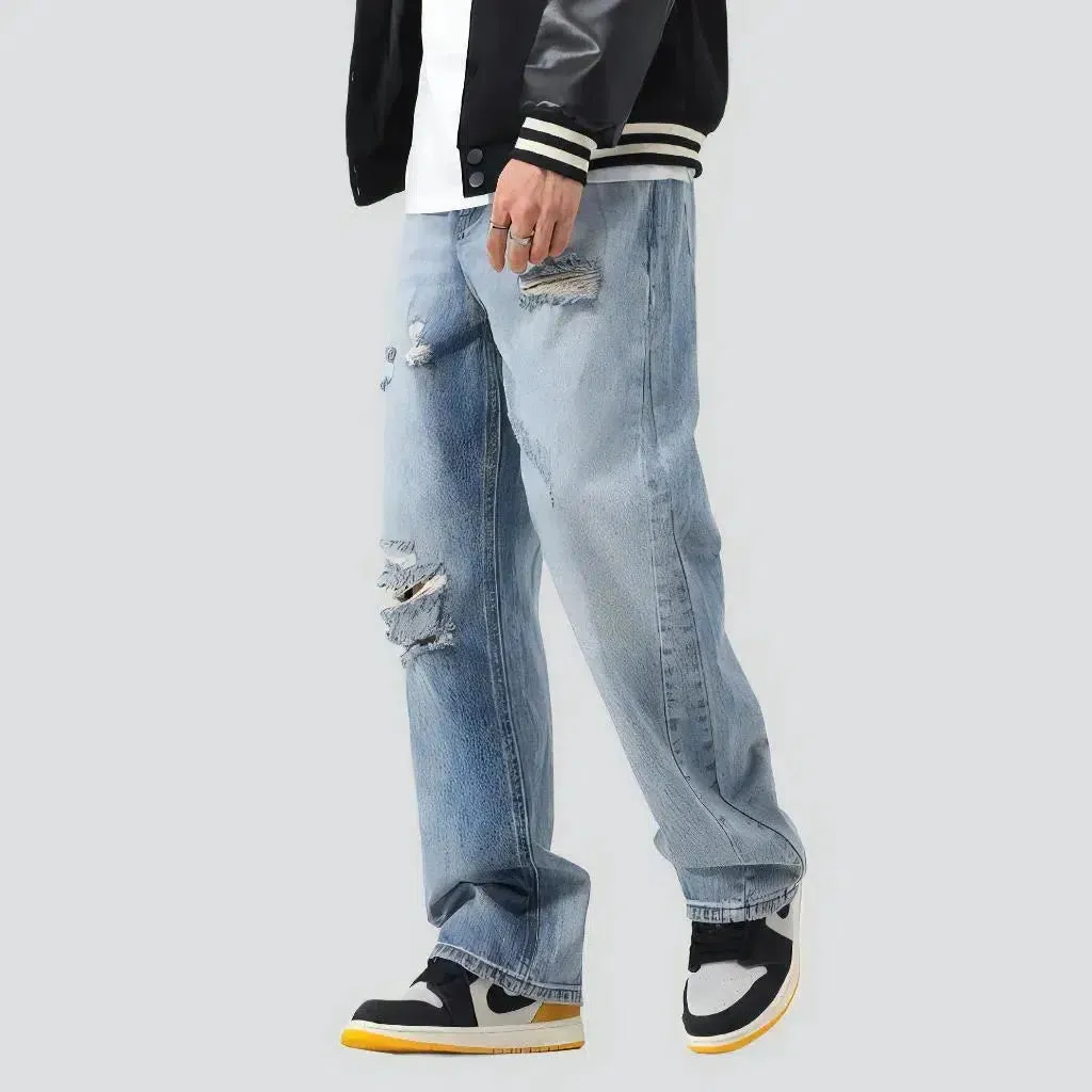 Baggy men's high-waist jeans