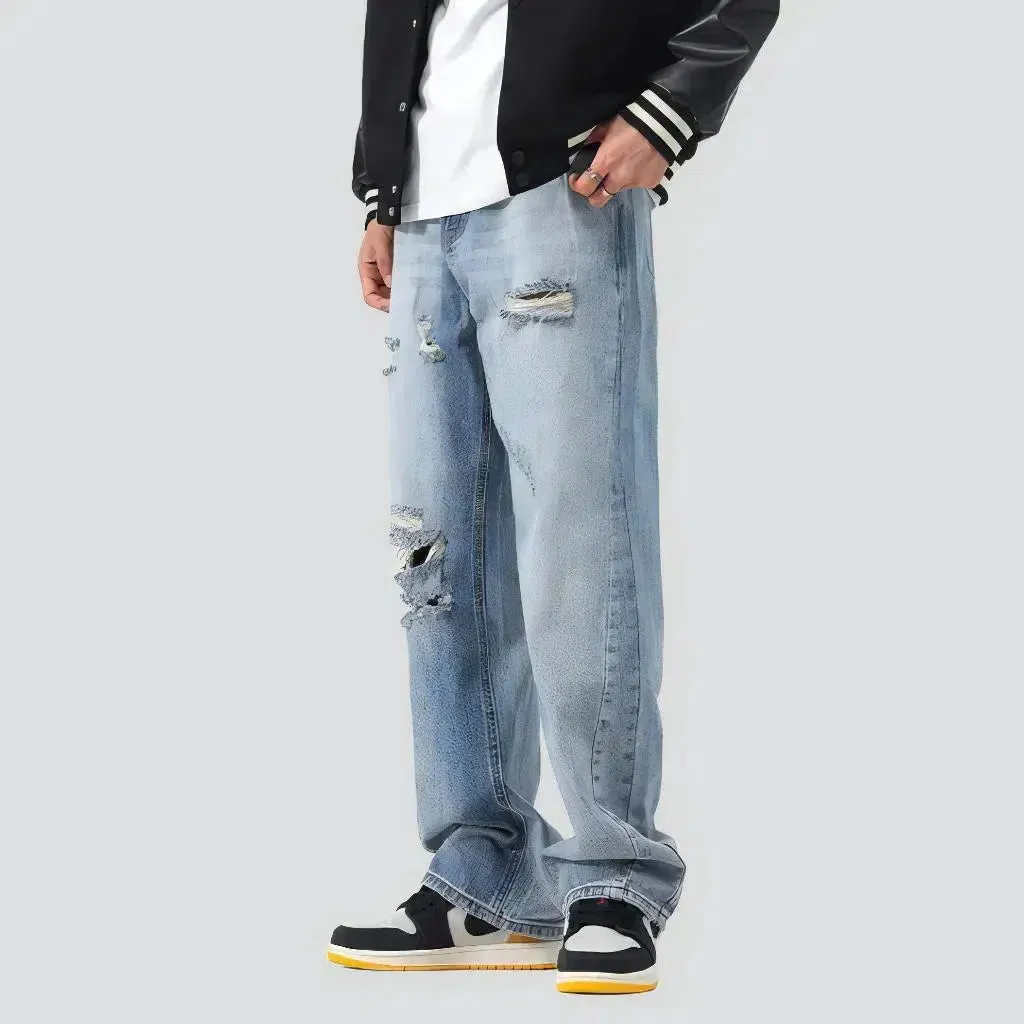 Baggy men's high-waist jeans