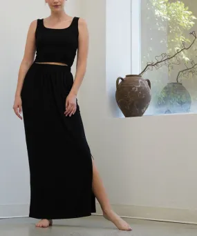 Bamboo Classic Maxi Skirt (Black/Slate Navy)