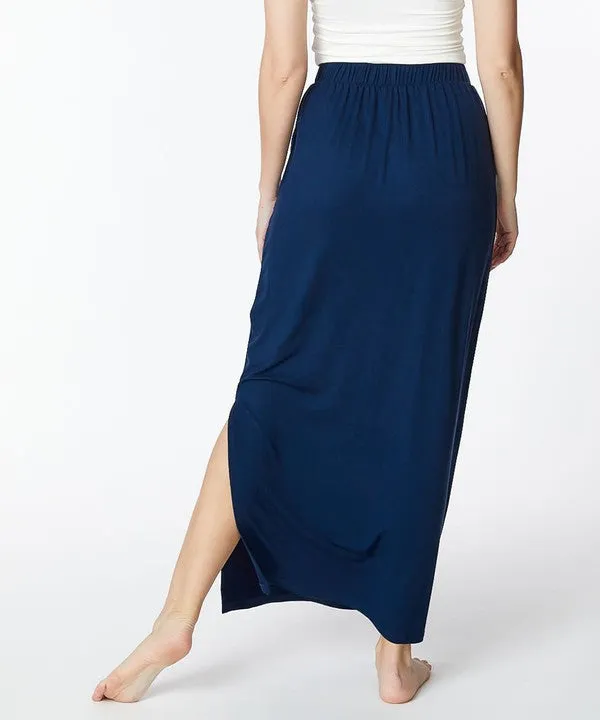 Bamboo Classic Maxi Skirt (Black/Slate Navy)