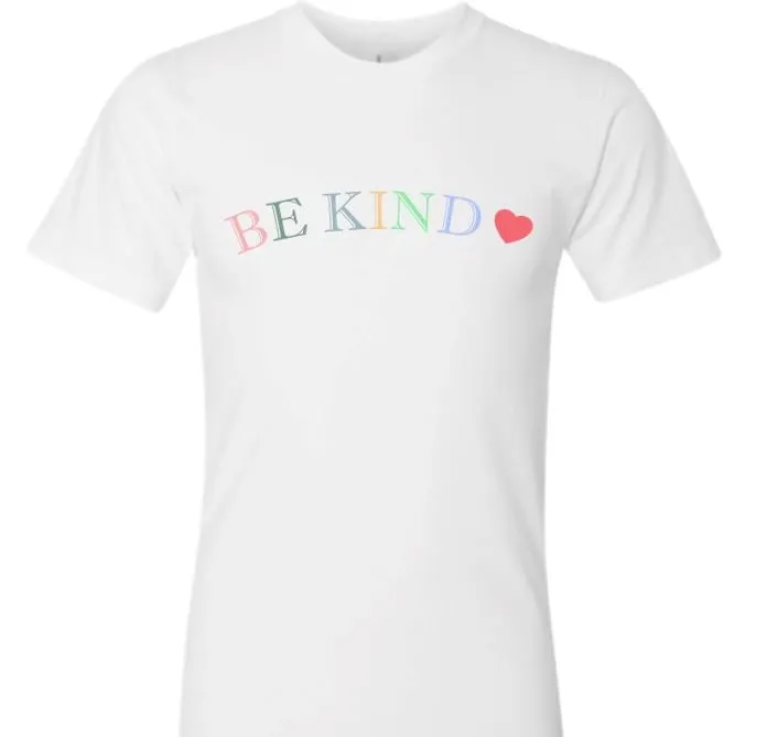 Be Kind Heart T-Shirt - Solid White Blend