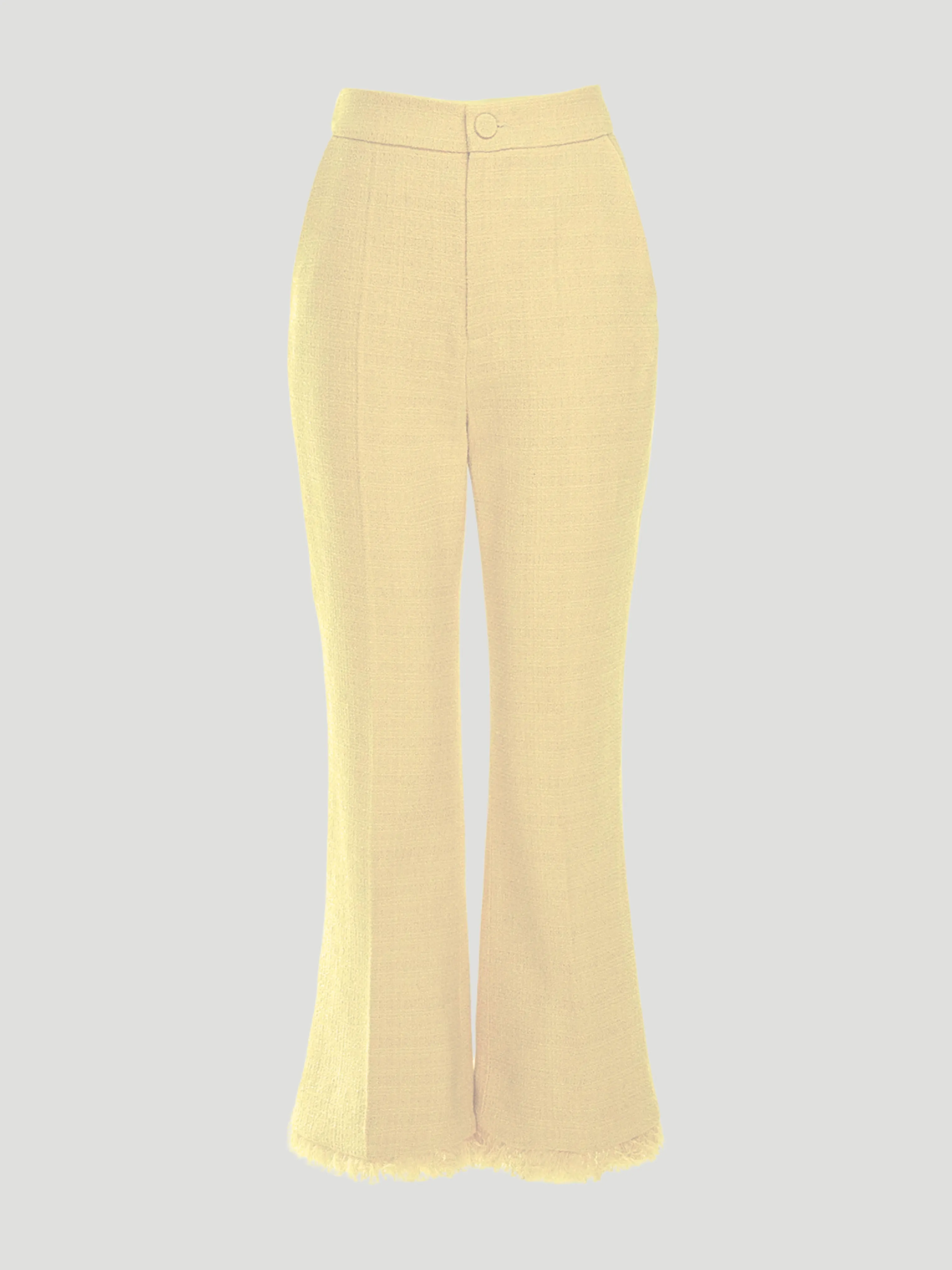 Beverly Cropped-Flared Tweed Pants in Yellow