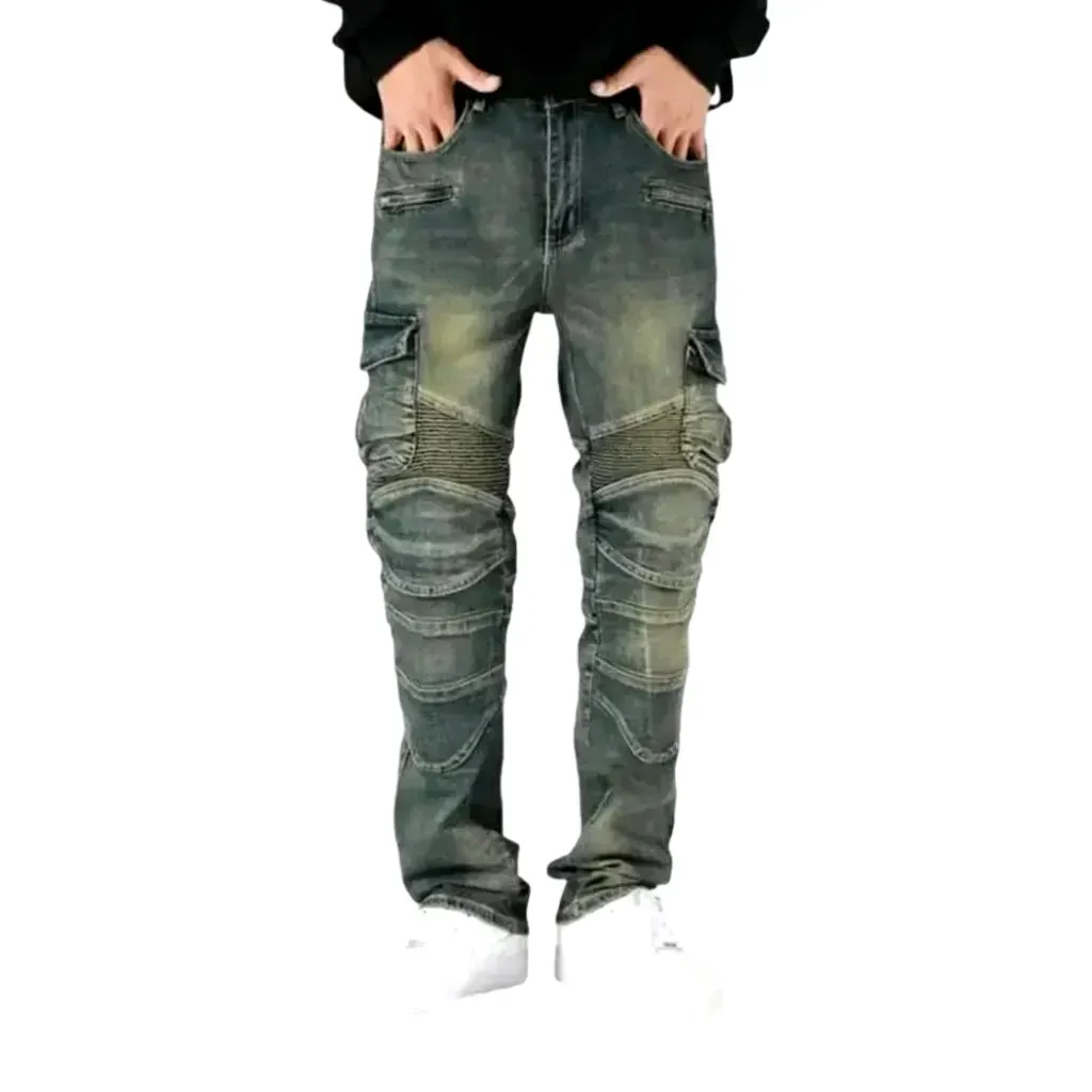 Biker style moto jeans for men