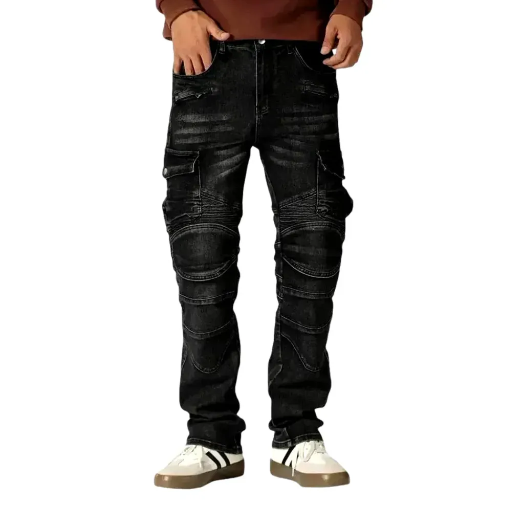 Biker style moto jeans for men