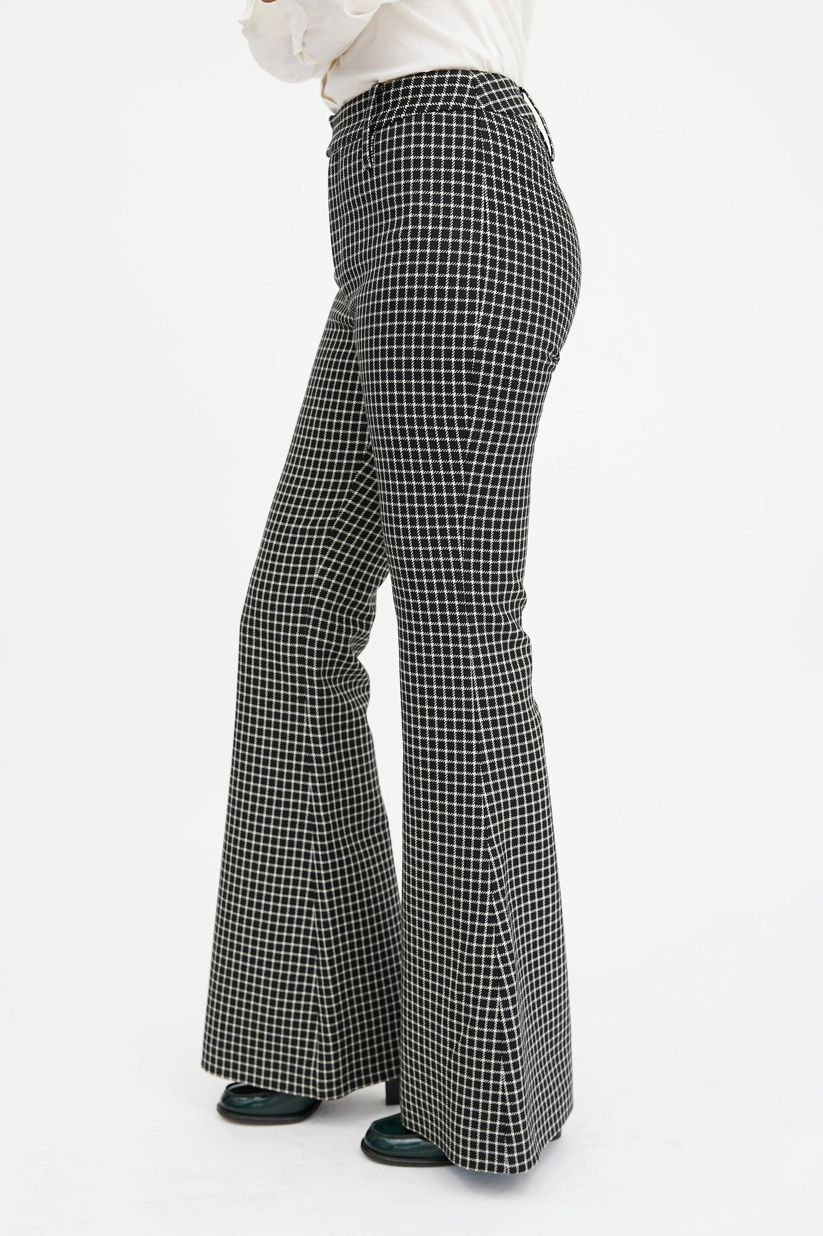 Black & Beige Wool Plaid Pant