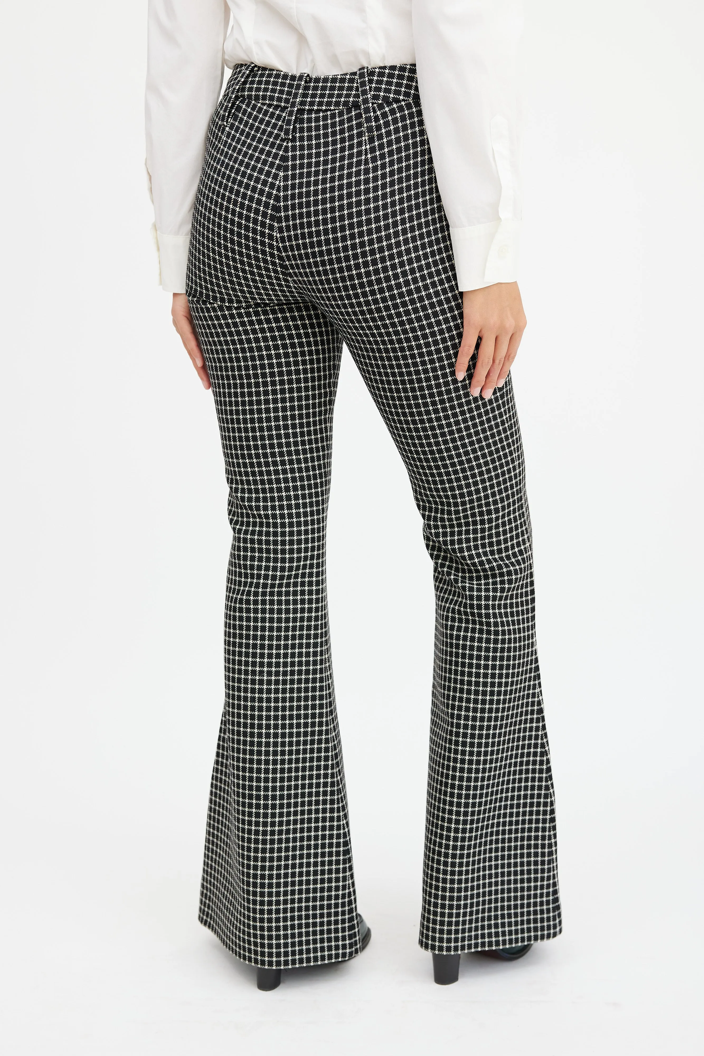 Black & Beige Wool Plaid Pant