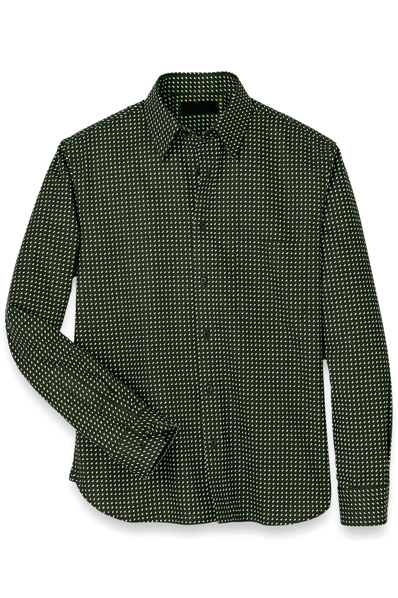 Black Cotton Dots Casual Shirt