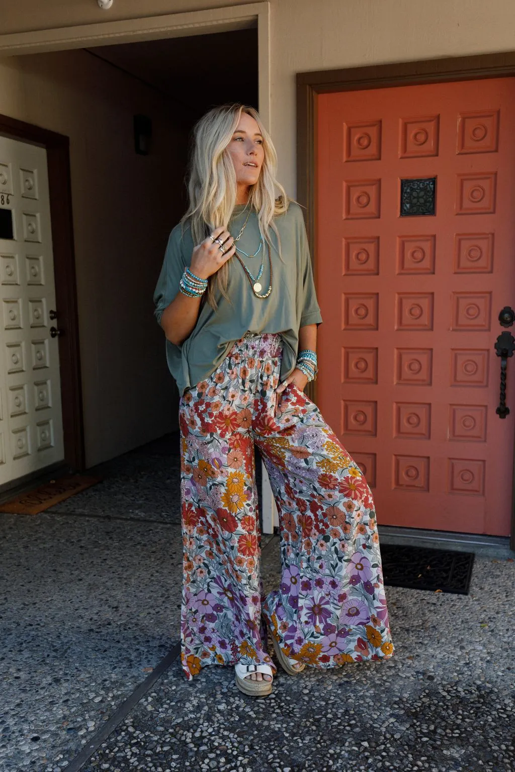 Blissful Burst Floral Pants - Purple