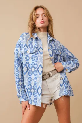 Blue B Aztec Chest Pocket Shirt Jacket