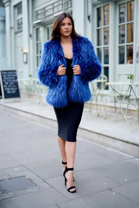 Blue Faux Fur Coat