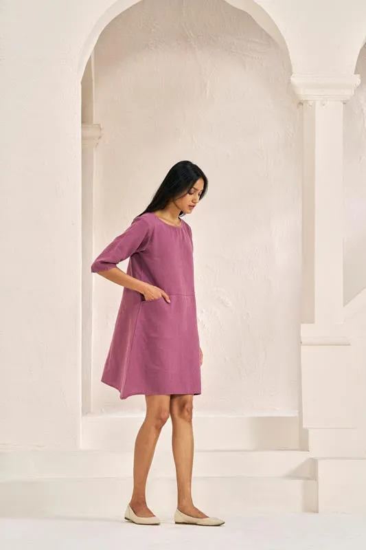 Boat Neck A-line Dress Twilight Purple