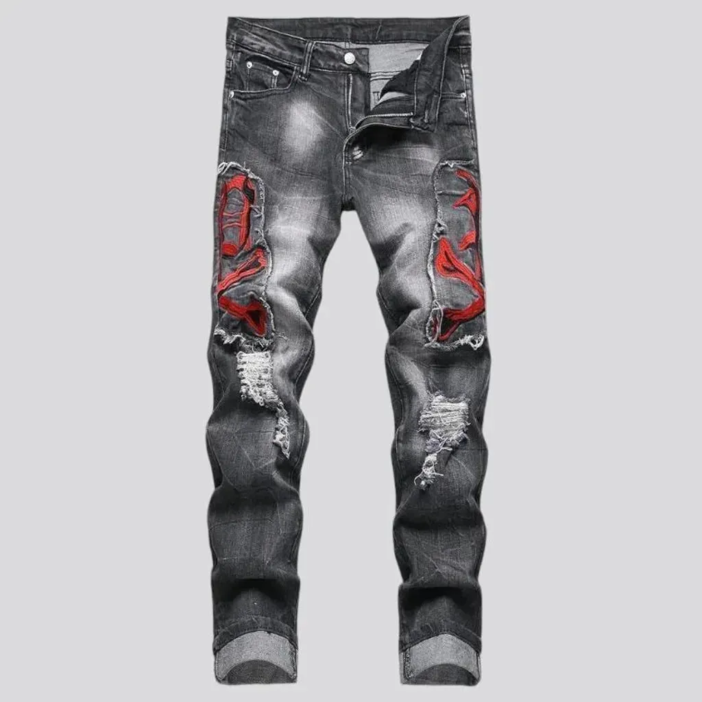 Boho distressed skinny men's jeans