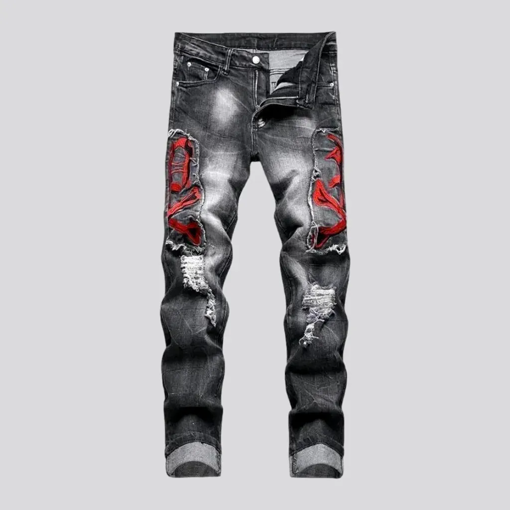 Boho distressed skinny men's jeans