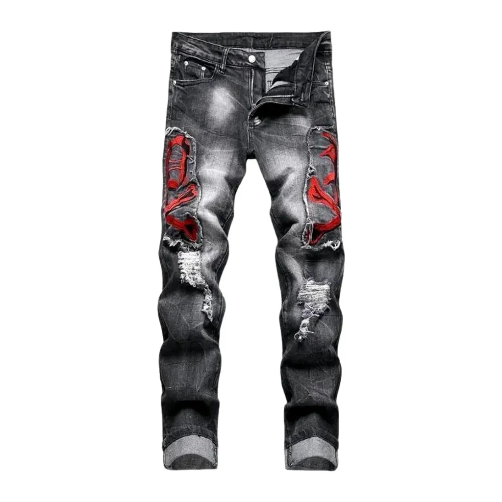 Boho distressed skinny men's jeans