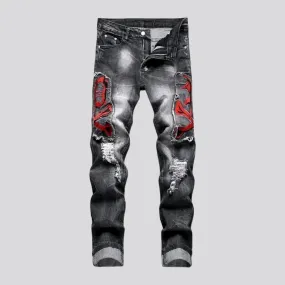 Boho distressed skinny men's jeans