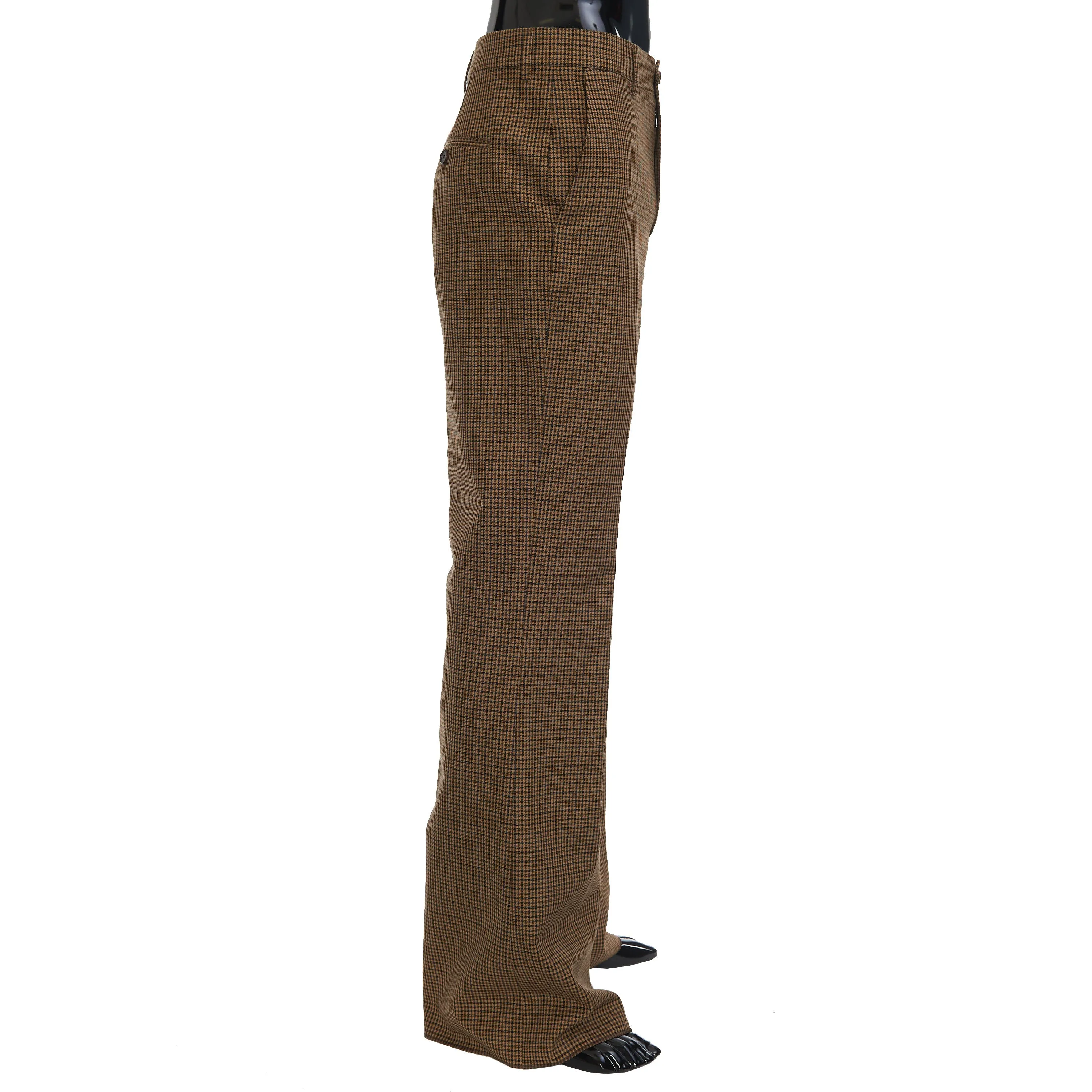 Bootcut Pants In Brown Checked Wool