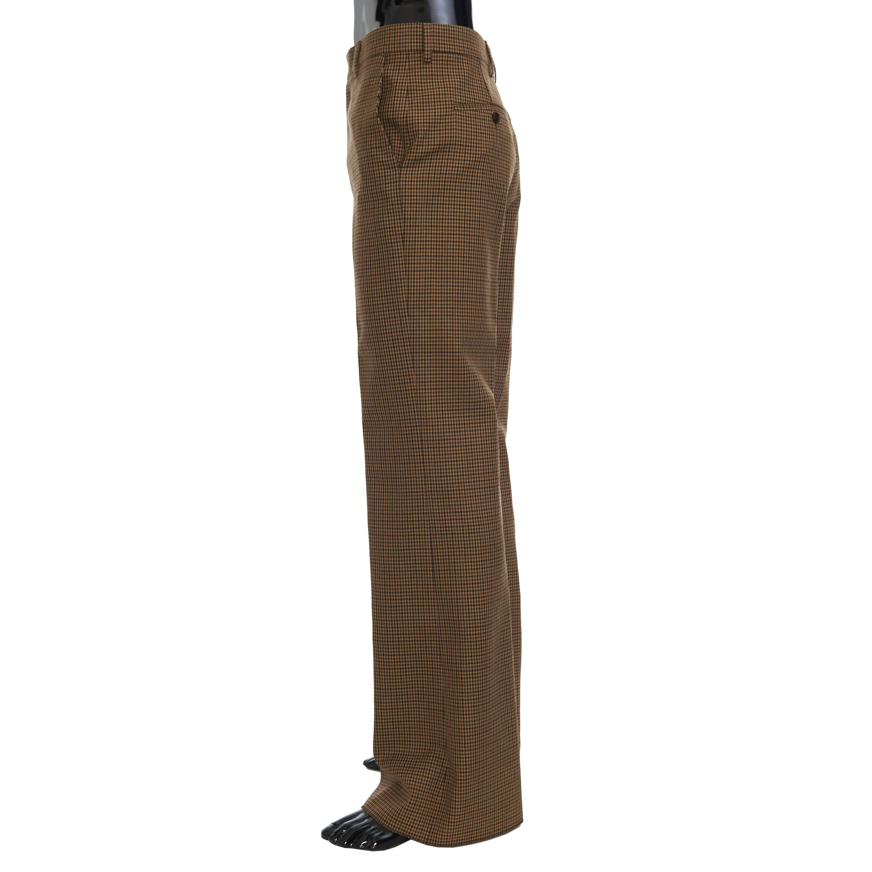 Bootcut Pants In Brown Checked Wool