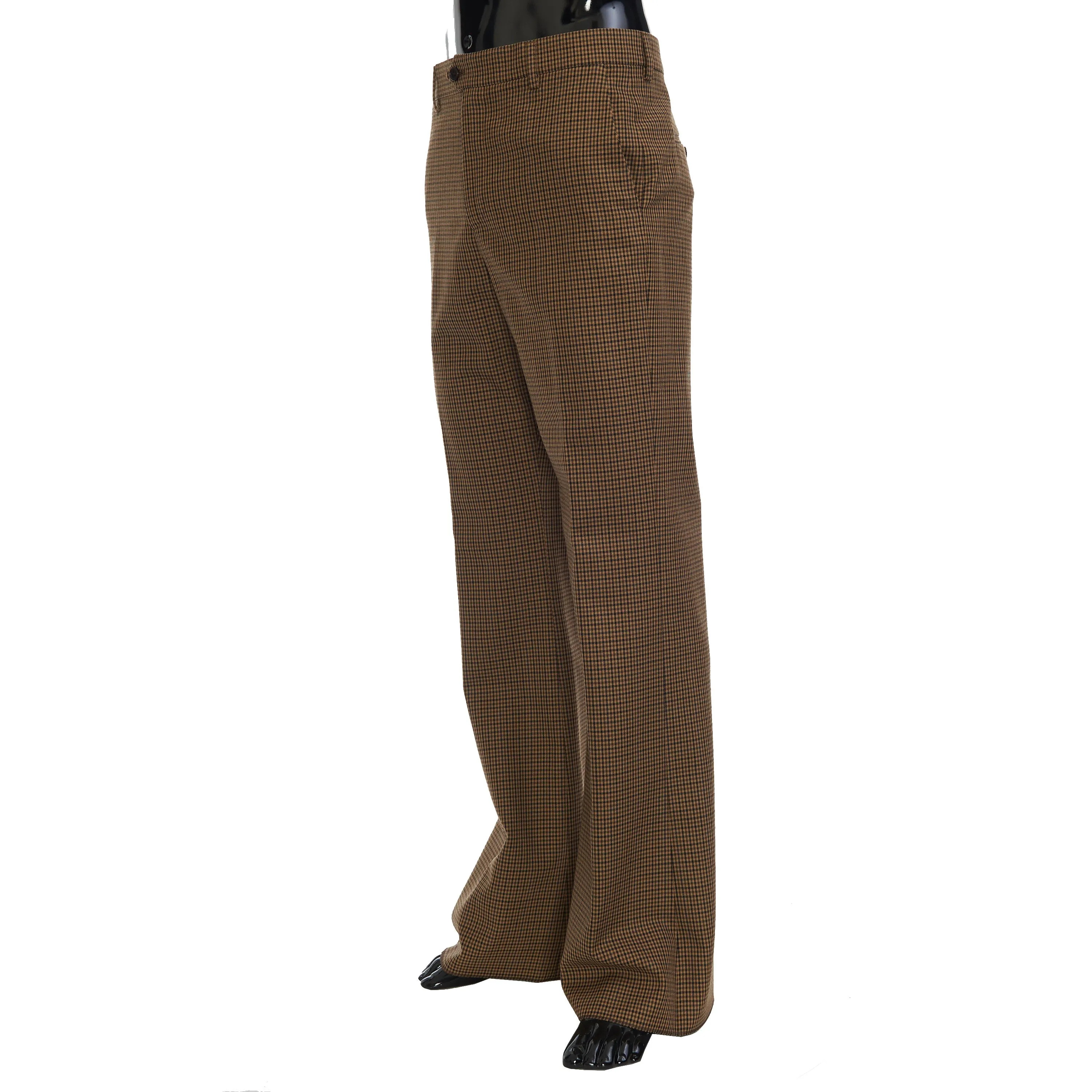 Bootcut Pants In Brown Checked Wool