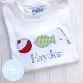 Boy Shirt- Applique Fish Gear on a White Shirt