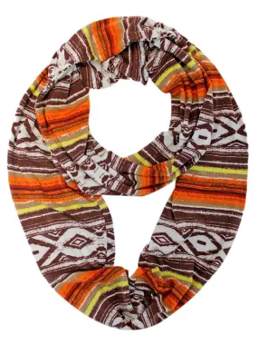 Brown Colorful Aztec Print Ring Infinity Scarf