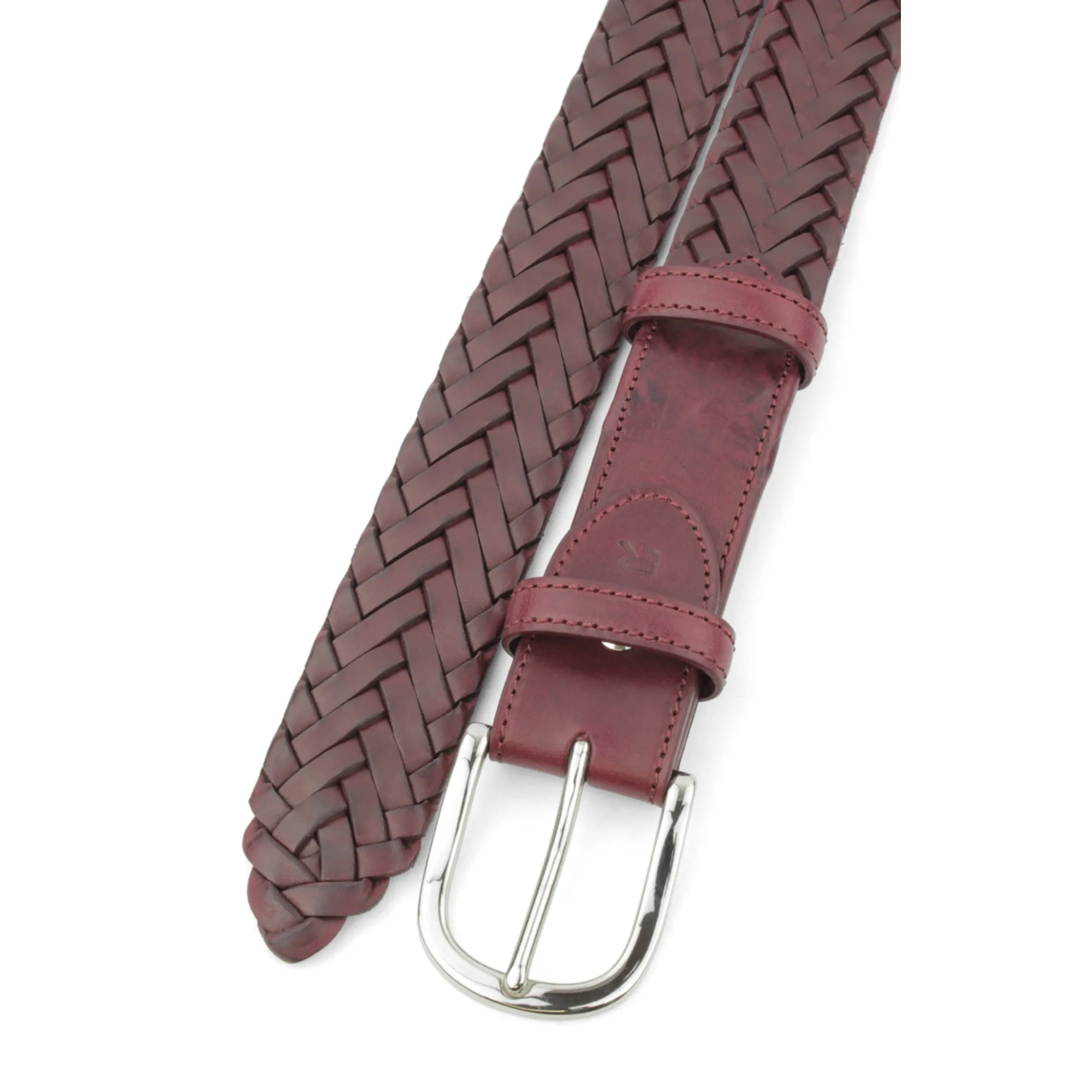 Burgundy Leather 'Connery' Handweave Belt