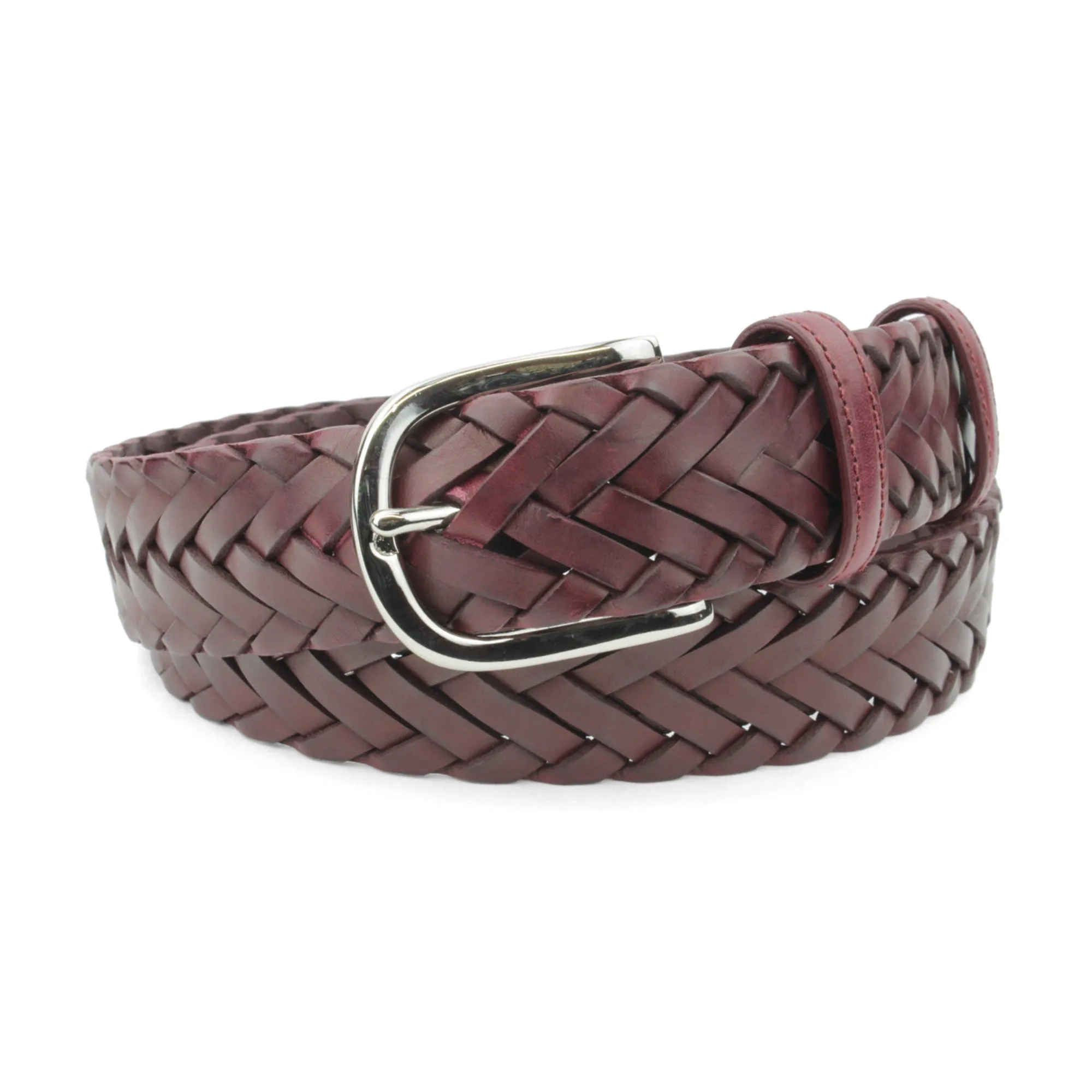 Burgundy Leather 'Connery' Handweave Belt